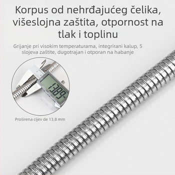 Nehrđajući čelični spiralni tuš-u dušu za kupaonicu, model LYG01, nazivni tlak 1.5, raspon temperature 20–150°C, ručna instalacija