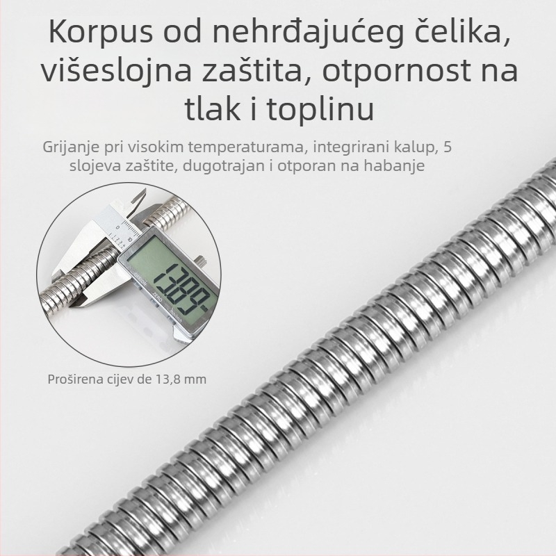 Nehrđajući čelični spiralni tuš-u dušu za kupaonicu, model LYG01, nazivni tlak 1.5, raspon temperature 20–150°C, ručna instalacija