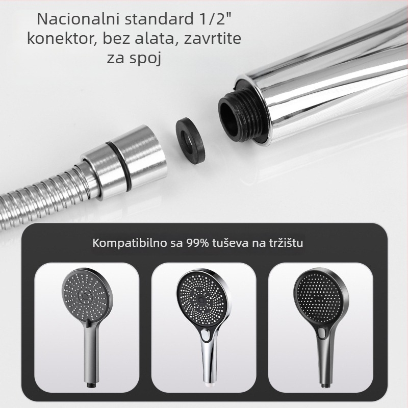 Nehrđajući čelični spiralni tuš-u dušu za kupaonicu, model LYG01, nazivni tlak 1.5, raspon temperature 20–150°C, ručna instalacija