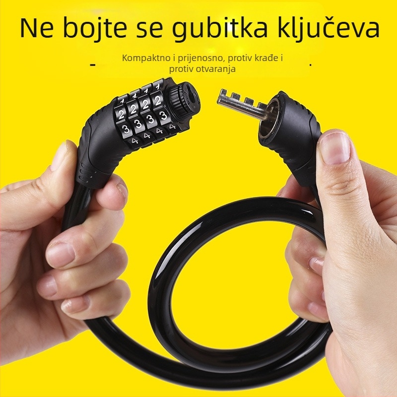 Katanac za bicikl s lozinkom protiv krađe, Model 1923, Žičani lanac, Težina 148 g, Moderan stil