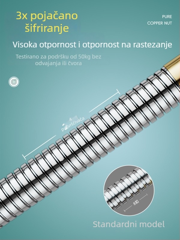DLSSG Tuš šifra s visokim protokom, debeli promjer, nehrđajući čelik, kupaonica pribor • Model: DLSSG • Nominalni tlak: 0.8 MPa • Radna temperatura: 90°C • Spoj: navoji • Materijal: nehrđajući čelik