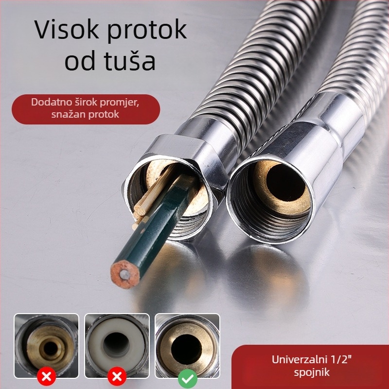 DLSSG Tuš šifra s visokim protokom, debeli promjer, nehrđajući čelik, kupaonica pribor • Model: DLSSG • Nominalni tlak: 0.8 MPa • Radna temperatura: 90°C • Spoj: navoji • Materijal: nehrđajući čelik