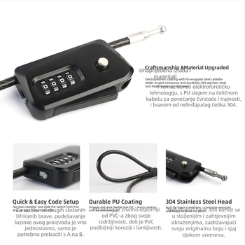 UP Security 01D6-ADJ Zinkovog legura zaključavanje s lozinkom za bicikl/skuter/električno vozilo – lagani luksuz, 355 g