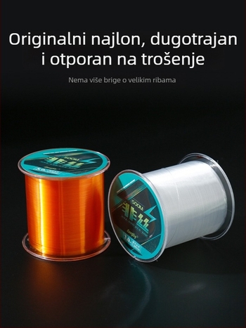 Glavna ribolovna linija – najlon, duljina 500 m, snaga 100, kutija 100 komada