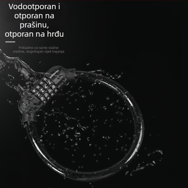 Brava za bicikl s lozinkom protiv krađe, kabel PVC+cinkova zlitina+čelik, 100 g, za bicikl/motocikl/e-bike, moderan minimalistički stil