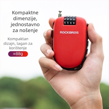 Kod zaključavanje protiv krađe kacige motocikla — prenosivo, ABS + kabel (Materijal: ABS + kabel; Brend: ROCKBROS; Primjena: kaciga za motocikl, dječji kolica, prtljaga, planinski bicikl)