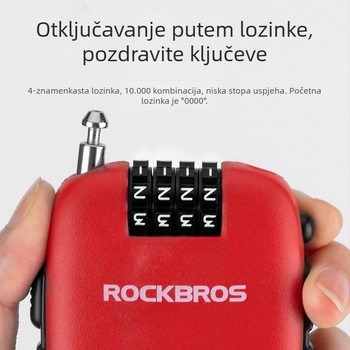 Kod zaključavanje protiv krađe kacige motocikla — prenosivo, ABS + kabel (Materijal: ABS + kabel; Brend: ROCKBROS; Primjena: kaciga za motocikl, dječji kolica, prtljaga, planinski bicikl)