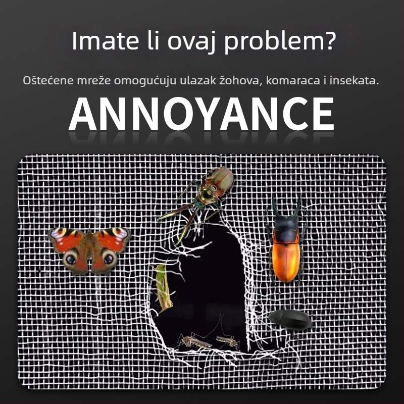 Samoljepljiva opravna pločica za mrežice protiv komaraca za prozore i vrata