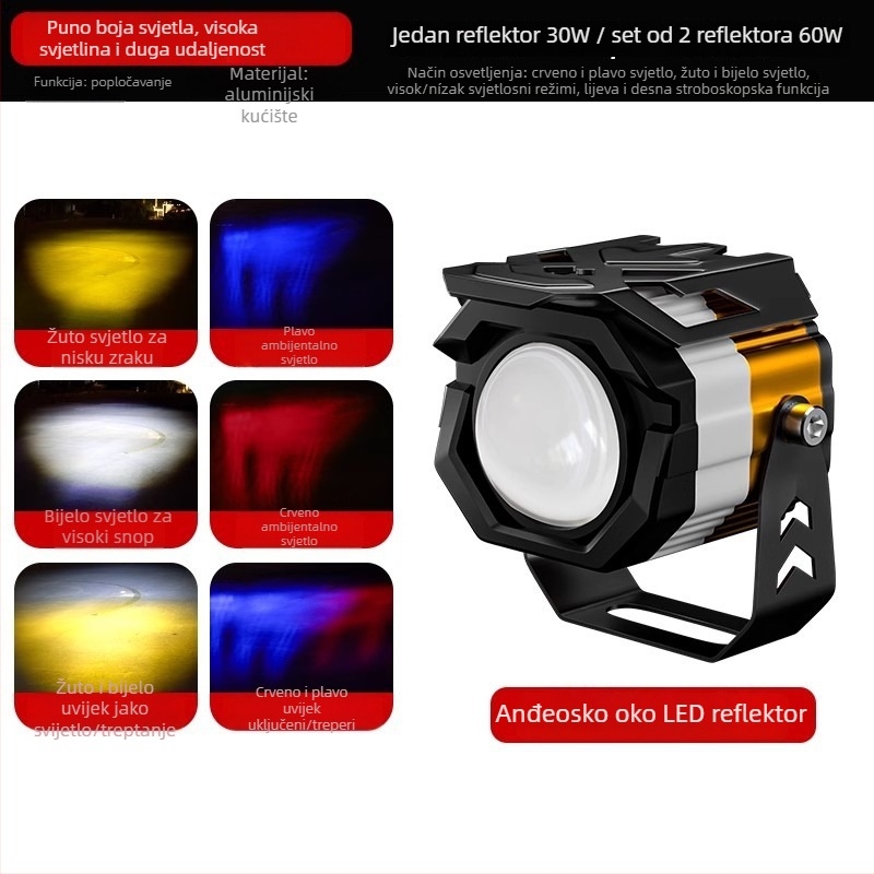 Motocikl LED projektor prednje svjetlo, 30W, 12-85V, aluminijska legura