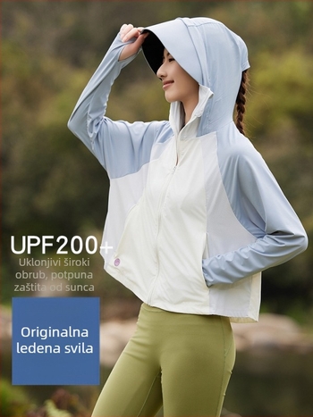 Vanjska windbreaker s kapuljom, najlon materijal, UPF100+ zaštita od sunca, prozračna i odvodi vlagu.