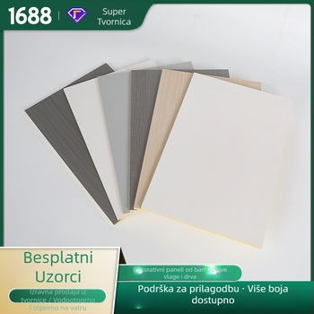 Integrirani zidni panel od vlakana bambusa s PET ogledalom i furnirom od drveta, stil Moderno jednostavan