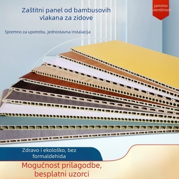 Zidni panel za oblaganje — Materijal: PVC kamen-plast ploča, ploča vlaknastog bambusa, integrirani zidni panel, drveni furnir; Model: zidni panel wainscoting; Zvučna izolacija: 0.35-0.8; Toplinska vodljivost: 0.11; Ugradnja dostupna