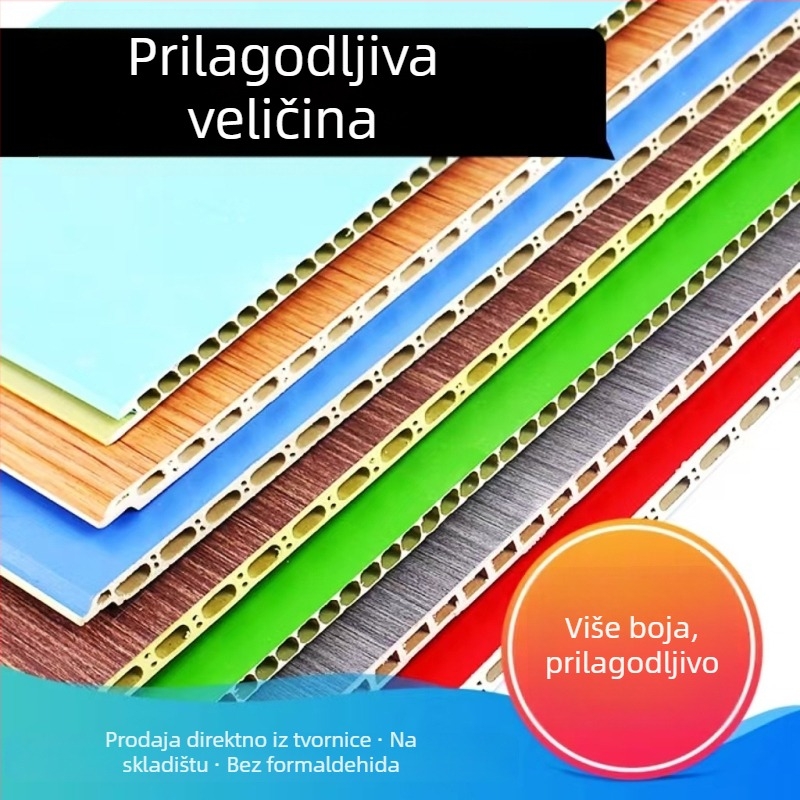 Zidni panel za oblaganje — Materijal: PVC kamen-plast ploča, ploča vlaknastog bambusa, integrirani zidni panel, drveni furnir; Model: zidni panel wainscoting; Zvučna izolacija: 0.35-0.8; Toplinska vodljivost: 0.11; Ugradnja dostupna