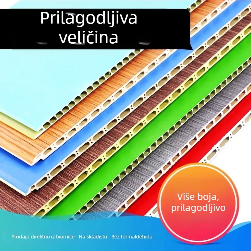 Zidni panel za oblaganje — Materijal: PVC kamen-plast ploča, ploča vlaknastog bambusa, integrirani zidni panel, drveni furnir; Model: zidni panel wainscoting; Zvučna izolacija: 0.35-0.8; Toplinska vodljivost: 0.11; Ugradnja dostupna