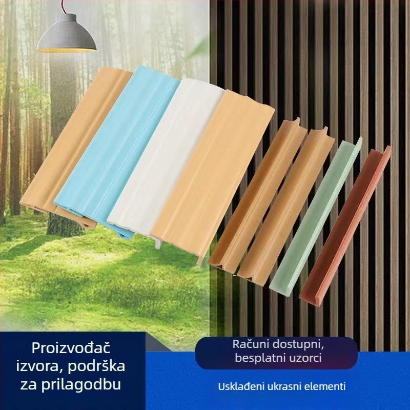 Zidni panel za oblaganje — Materijal: PVC kamen-plast ploča, ploča vlaknastog bambusa, integrirani zidni panel, drveni furnir; Model: zidni panel wainscoting; Zvučna izolacija: 0.35-0.8; Toplinska vodljivost: 0.11; Ugradnja dostupna