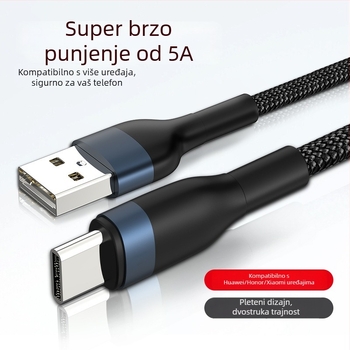 K5G Pleteni kabel brzog punjenja s Lightning, Micro USB i Type-C; 66W brzo punjenje; kompatibilan s Apple, Huawei, Xiaomi