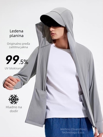 Vanjska windbreaker jakna s UPF50+ UV zaštitom, prozračna, ultra lagana, brzo se suši, s kapuljom