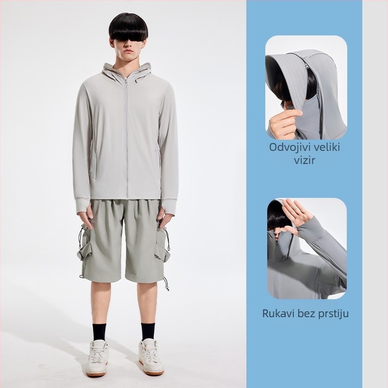 Vanjska windbreaker jakna s UPF50+ UV zaštitom, prozračna, ultra lagana, brzo se suši, s kapuljom
