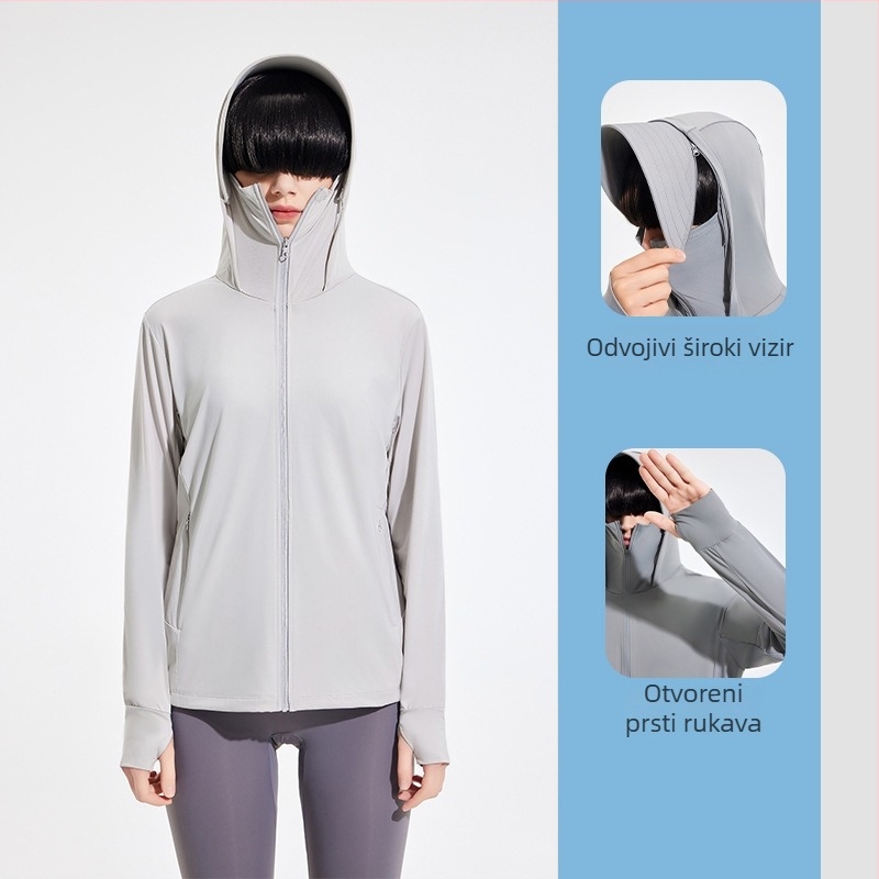 Vanjska windbreaker jakna s UPF50+ UV zaštitom, prozračna, ultra lagana, brzo se suši, s kapuljom