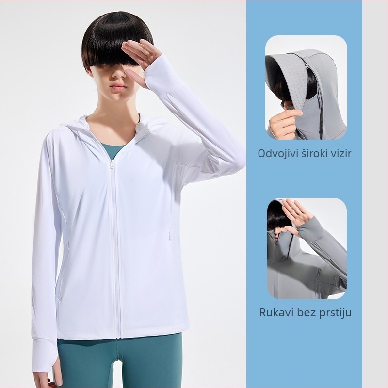 Vanjska windbreaker jakna s UPF50+ UV zaštitom, prozračna, ultra lagana, brzo se suši, s kapuljom