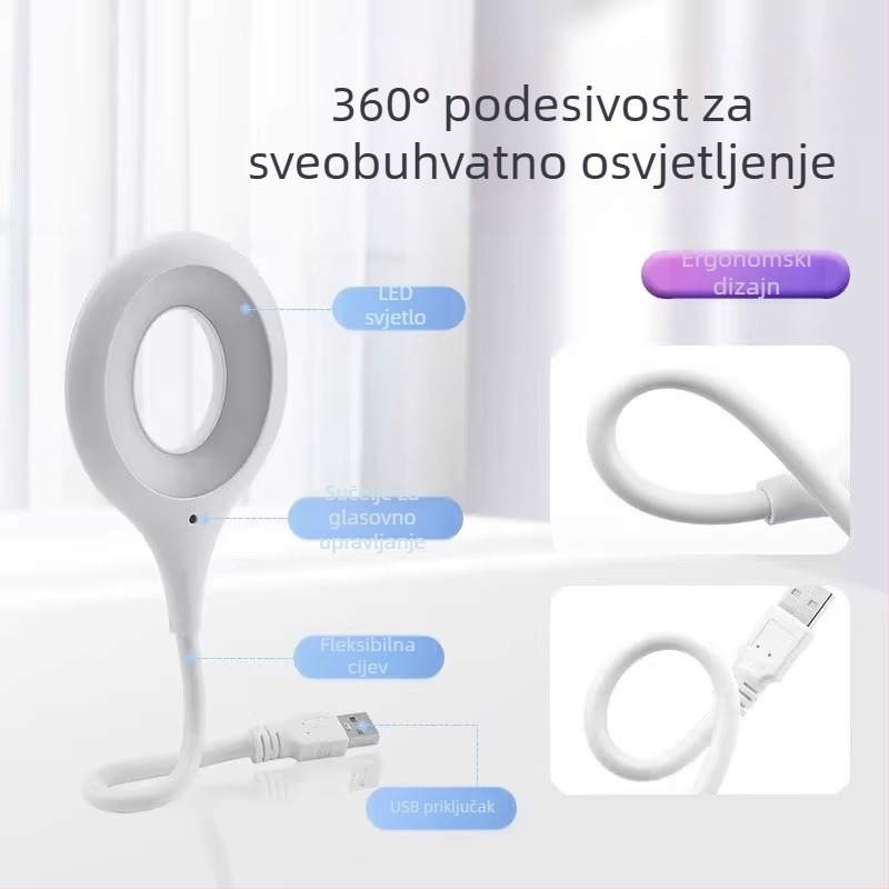 Noćna stolna lampica s glasovnim upravljanjem, napajanje iz utičnice, moderni minimalistički dizajn