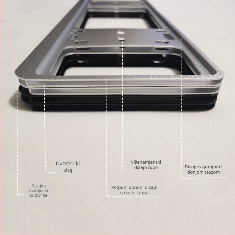 Univerzalni dvostruki nosač registarske ploče od magnezijevog legura, tijelo od aluminijske legure, zaštita ploče, marka Ruixiang Gete, porijeklo Wenzhou