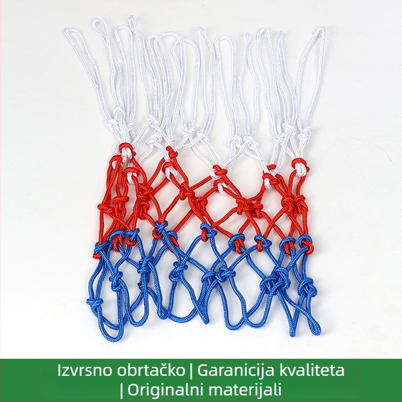 Košarkaška mreža od polipropilena i poliester, za unutarnju i vanjsku upotrebu, univerzalna, ojačana za natjecanja.