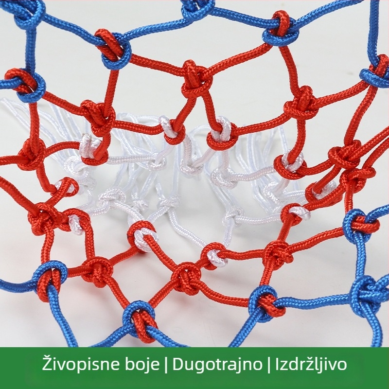 Košarkaška mreža od polipropilena i poliester, za unutarnju i vanjsku upotrebu, univerzalna, ojačana za natjecanja.