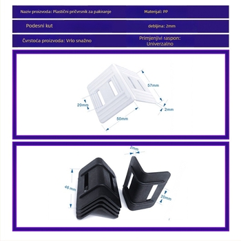 PP plastični kutni zaštitnici s protukliznim kopčama za industrijsko pakiranje — tipovi L20/L32, papirnati kutni zaštitnici 10 cm i 5 cm, čvrst stil 50 mm