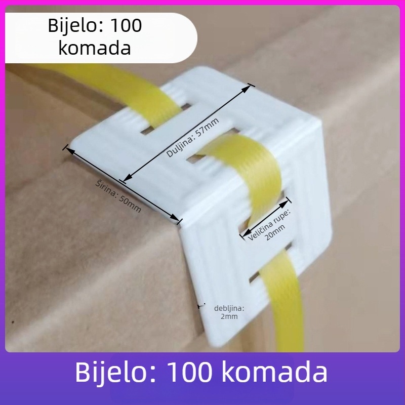 PP plastični kutni zaštitnici s protukliznim kopčama za industrijsko pakiranje — tipovi L20/L32, papirnati kutni zaštitnici 10 cm i 5 cm, čvrst stil 50 mm