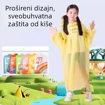 Dječje jednokratno prozirno PVC kišno pončo, potpuno pokriće, klasični stil
