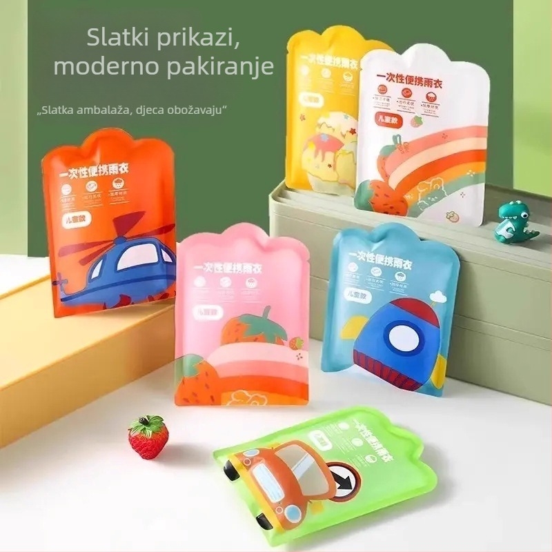 Dječje jednokratno prozirno PVC kišno pončo, potpuno pokriće, klasični stil