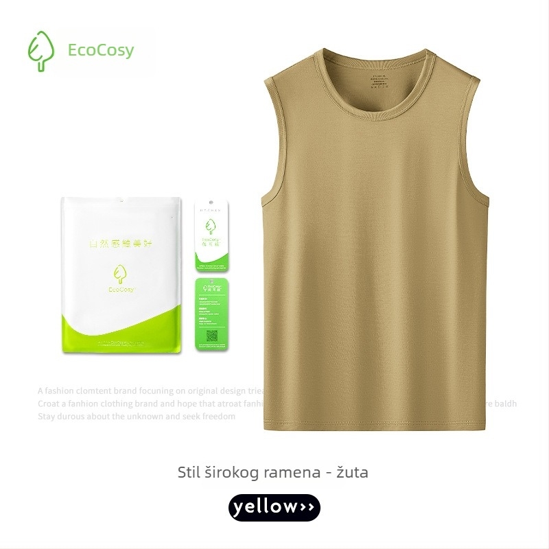 Muška tank top s križnim leđima, bez rukava, Yuke Silk, 70% viskoze, prilagodljiv kroj, svilen sjaj