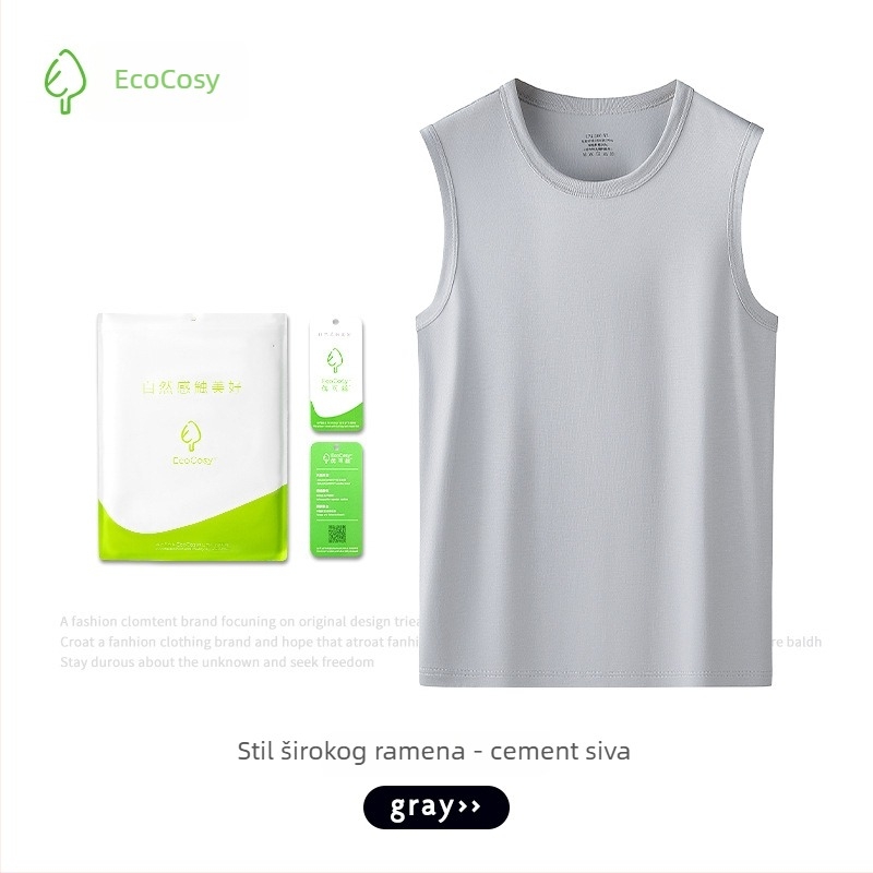 Muška tank top s križnim leđima, bez rukava, Yuke Silk, 70% viskoze, prilagodljiv kroj, svilen sjaj