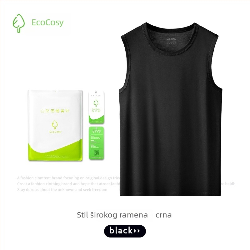 Muška tank top s križnim leđima, bez rukava, Yuke Silk, 70% viskoze, prilagodljiv kroj, svilen sjaj