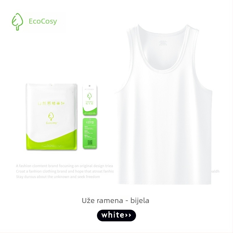 Muška tank top s križnim leđima, bez rukava, Yuke Silk, 70% viskoze, prilagodljiv kroj, svilen sjaj