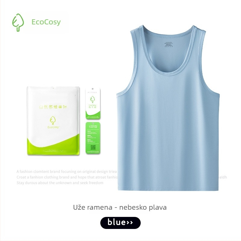 Muška tank top s križnim leđima, bez rukava, Yuke Silk, 70% viskoze, prilagodljiv kroj, svilen sjaj