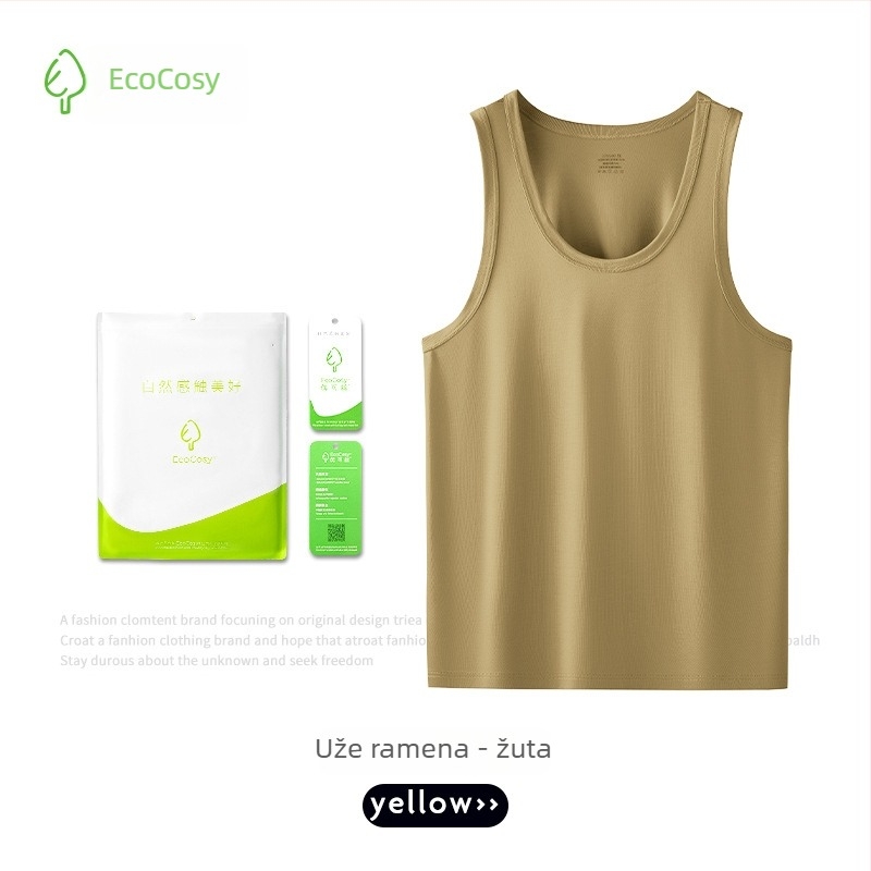 Muška tank top s križnim leđima, bez rukava, Yuke Silk, 70% viskoze, prilagodljiv kroj, svilen sjaj