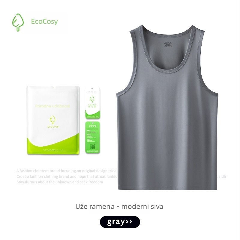 Muška tank top s križnim leđima, bez rukava, Yuke Silk, 70% viskoze, prilagodljiv kroj, svilen sjaj