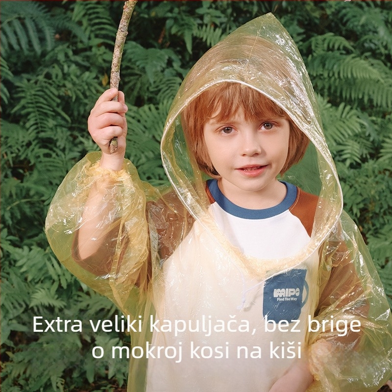 Dječje jednokratno kišno pončo, lagano za putovanje, od debelog PE materijala