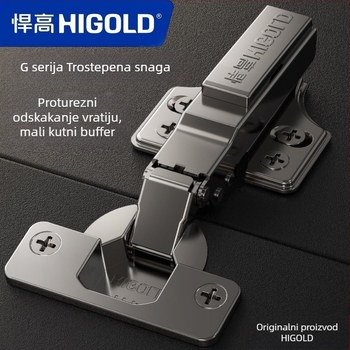 HIGOLD G serije šarki za ormariće s hidrauličkim tlmenjem, buffer malog kuta, hladno valjani čelik, model 813721