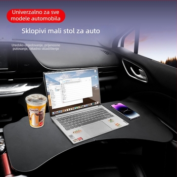 Amukeke Automobilski sklopivi mali stol za volan – univerzalna kompatibilnost, rotacija, višefunkcionalnost, sklopiv, plastika, ugradnja snap-in