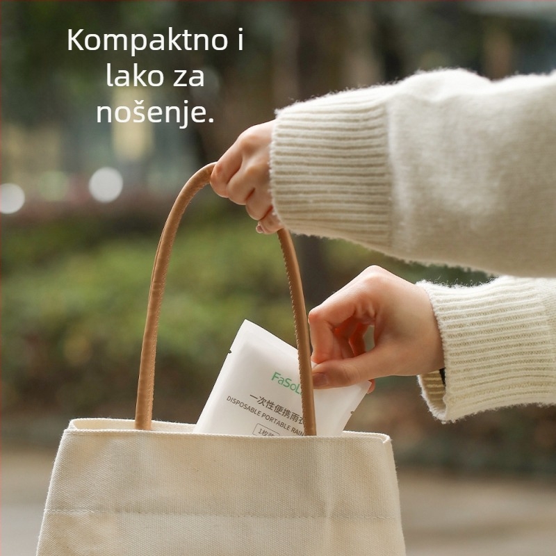 FaSoLa Jednokratni kišni mantil za odrasle, proziran, zadebljan, prenosan, za 1 osobu