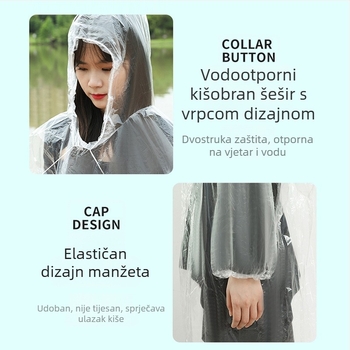 Prijenosno jednokratno pončo za odrasle, materijal TPE, debljina 1,5 mm, težina 13 g