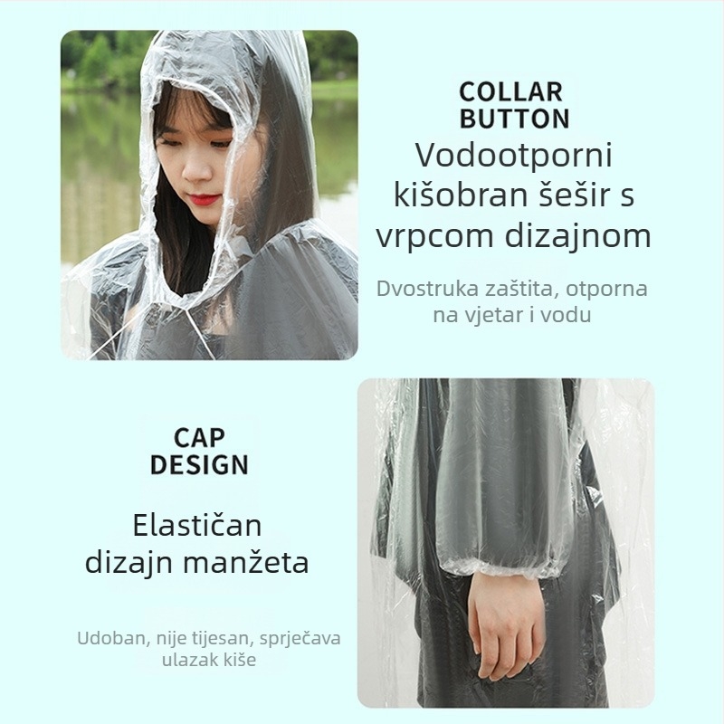 Prijenosno jednokratno pončo za odrasle, materijal TPE, debljina 1,5 mm, težina 13 g