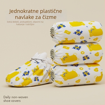 Jednokratne navučene navlake za obuće za unutarnju upotrebu, debeli netkani materijal, zaštita od prašine, protuklizno, uzorak Mačka Sreće