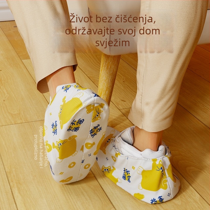 Jednokratne navučene navlake za obuće za unutarnju upotrebu, debeli netkani materijal, zaštita od prašine, protuklizno, uzorak Mačka Sreće