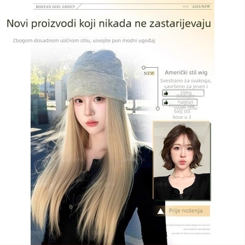 Paruka s integriranom kapom, prirodan stil, duga ravna kosa; Materijal kose: visokotemperaturna svila; Stil paruke: kapa-paruka; Obrada: mehanički; Frizura: bez šiški