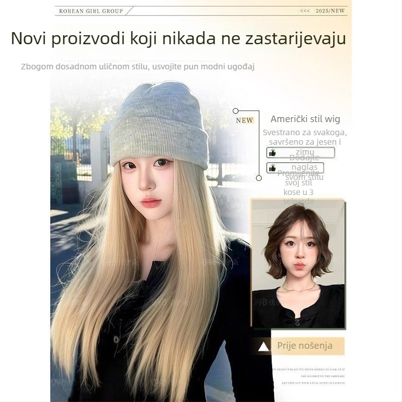 Paruka s integriranom kapom, prirodan stil, duga ravna kosa; Materijal kose: visokotemperaturna svila; Stil paruke: kapa-paruka; Obrada: mehanički; Frizura: bez šiški