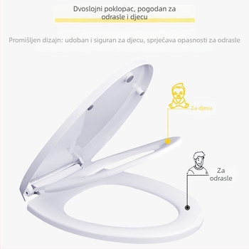 Toaletni poklopac za odrasle i djecu, dvostruko korištenje, materijal PP ploča, amortizer, podesiva udaljenost rupa 10–20 cm, OEM